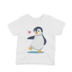 Charming Penguin Tee by Apparel by Cetakshop. A charming penguin with a heart on a kids White t-shirt, ideal for chilly days and cool style.