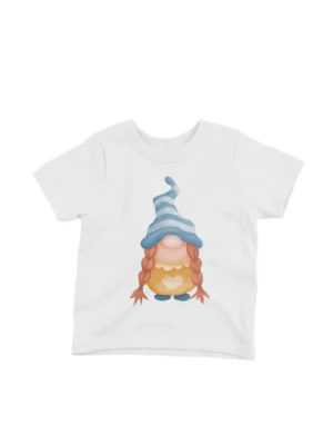 Sweet Gnome Tee by Apparel by Cetakshop. A whimsical gnome on a kids White t-shirt, perfect for a touch of garden magic.