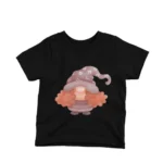 A Gnome character on a kids Black t-shirt by Apparel by Cetakshop, conjuring up style and fun.