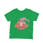 A Gnome character on a kids Irish Green t-shirt by Apparel by Cetakshop, conjuring up style and fun.