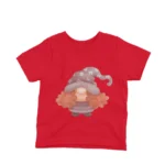 A Gnome character on a kids Red t-shirt by Apparel by Cetakshop, conjuring up style and fun.