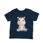 A sweet zebra graphic on a kids Navy t-shirt by Apparel by Cetakshop, for a walk on the wild side in style.