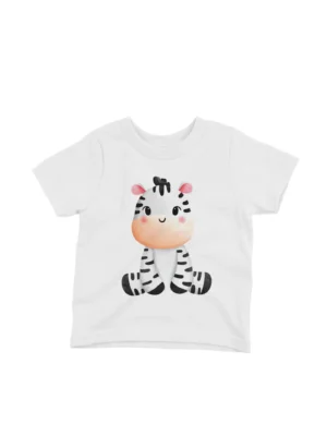 Zebra Tee by Apparel by Cetakshop. A sweet zebra graphic on a kids White t-shirt, for a walk on the wild side in style.