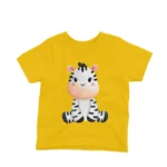 A sweet zebra graphic on a kids Yellow t-shirt by Apparel by Cetakshop, for a walk on the wild side in style.