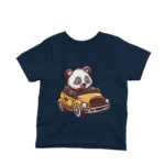 A bear driving a vintage car on a kids Navy t-shirt by Apparel by Cetakshop, cruising in style.