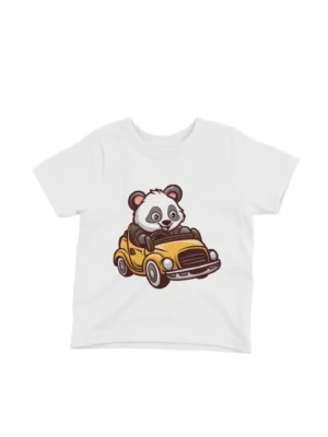 Bear on Vintage Car Tee by Apparel by Cetakshop. A bear driving a vintage car on a kids White t-shirt, cruising in style.