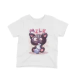 Milk Monster Tee by Apparel by Cetakshop. A cartoon cat with a milk bottle on a kids White t-shirt, for the sweetest look.