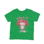 Kid's Irish Green t-shirt by Apparel by Cetakshop featuring a pretty pink hairstyle cartoon, fusing fashion with playful charm.