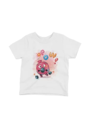 Pomegranate Superhero Tee by Apparel by Cetakshop. Children’s White t-shirt with a pomegranate character as a superhero, complete with explosion effects, from Apparel by Cetakshop.