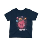 Kids' Navy t-shirt with a pomegranate character amidst comic-style 'bomb' graphics, from Apparel by Cetakshop.