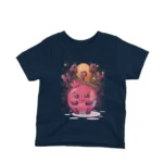 Cheerful Navy t-shirt for kids featuring a joyous pomegranate character, an Apparel by Cetakshop original.