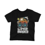 Little Monster Truck graphic on a kids' Black t-shirt from Apparel by Cetakshop, driving excitement into kids' fashion.