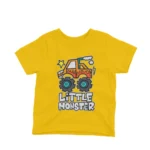 Little Monster Truck graphic on a kids' Yellow t-shirt from Apparel by Cetakshop, driving excitement into kids' fashion.