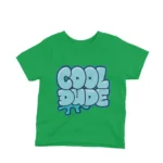 Stylish Cool Dude Bubble Words on a kids' Irish Green t-shirt, brought to you by Apparel by Cetakshop for the cool kids on the block.