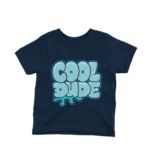 Stylish Cool Dude Bubble Words on a kids' Navy t-shirt, brought to you by Apparel by Cetakshop for the cool kids on the block.