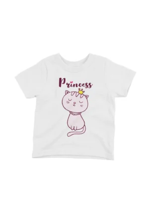 Cat Princess Tee by Apparel by Cetakshop. Adorable Cat Princess illustration on a kids' White t-shirt, for a touch of majesty and charm.