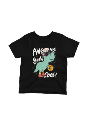 Dino Basketballer Tee by Apparel by Cetakshop. Dynamic Basketball Dinosaur on a kids' Black t-shirt, for the little athletes with a roar.