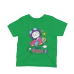 Kids' Irish Green t-shirt featuring a Cute Pilot in an airplane by Apparel by Cetakshop, ideal for little adventurers.