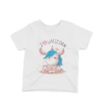 Unicorn Tee by Apparel by Cetakshop. Kids' White t-shirt with a Magical Unicorn design from Apparel by Cetakshop, enchanting and playful for daily wear.