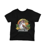 Kids' Black t-shirt featuring a Summer Time Unicorn by Apparel by Cetakshop, infused with vibrant colors and joyful designs.