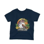 Kids' Navy t-shirt featuring a Summer Time Unicorn by Apparel by Cetakshop, infused with vibrant colors and joyful designs.