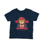 Kids' Navy t-shirt featuring a Racing Bear by Apparel by Cetakshop, zooming into your child's wardrobe.