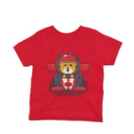 Kids' Red t-shirt featuring a Racing Bear by Apparel by Cetakshop, zooming into your child's wardrobe.