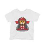 Racing Bear Tee by Apparel by Cetakshop. Kids' White t-shirt featuring a Racing Bear, zooming into your child's wardrobe.