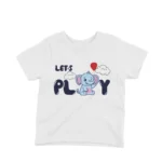 Playful Elephant Tee by Apparel by Cetakshop. A cheerful Playful Elephant on a kids' White t-shirt, bringing smiles and joy.