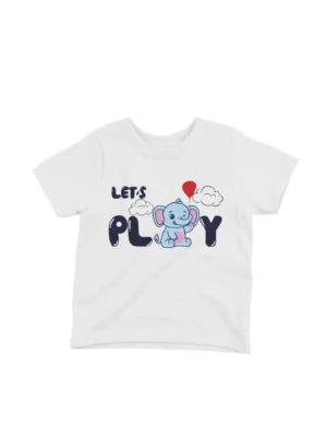 Playful Elephant Tee by Apparel by Cetakshop. A cheerful Playful Elephant on a kids' White t-shirt, bringing smiles and joy.