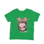 Playful penguin graphic on a irish green kids t-shirt  by Apparel by Cetakshop