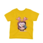Playful penguin graphic on a yellow kids t-shirt  by Apparel by Cetakshop