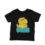 Kids t-shirt with a cute dinosaur roar design, Apparel by Cetakshop - Black.