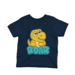 Kids t-shirt with a cute dinosaur roar design, Apparel by Cetakshop - Navy.