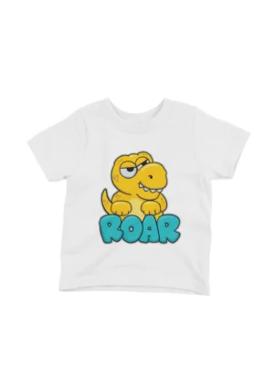 Dino Roar Tee by Apparel by Cetakshop. Kids t-shirt with a cute dinosaur roar design, Apparel by Cetakshop - White.