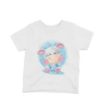 Ballerina Hippo Tee by Apparel by Cetakshop. White kids t-shirt with an adorable hippo ballerina illustration and 'HIPPOS' lettering, crafted.