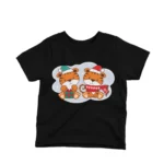 Twin Tigers with Gifts kids t-shirt design from Apparel by Cetakshop on a black background.