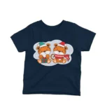 Twin Tigers with Gifts kids t-shirt design from Apparel by Cetakshop on a navy background.