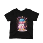 A dreamy penguin with nightcap on a kids Black t-shirt by Apparel by Cetakshop, ideal for bedtime or comfy play.
