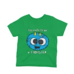 Too Cute to be a Monster kids t-shirt design from Apparel by Cetakshop on a irish green background.