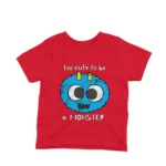 Too Cute to be a Monster kids t-shirt design from Apparel by Cetakshop on a red background.