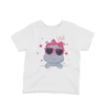 Hippo with Sunglasses Tee by Apparel by Cetakshop. Hip Star Hippo with Sunglasses kids t-shirt design from Apparel by Cetakshop on a white tee.