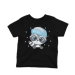 Heroic Raccoon with Cap kids t-shirt design from Apparel by Cetakshop on a black background.
