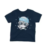 Heroic Raccoon with Cap kids t-shirt design from Apparel by Cetakshop on a navy background.