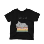 Lazy Day Cat kids t-shirt design from Apparel by Cetakshop on a black background.