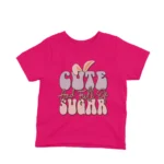 Cute and Full of Sugar kids t-shirt design from Apparel by Cetakshop on a fuchsia background.