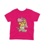 Pink Unicorn Saying I'm Pretty kids t-shirt design from Apparel by Cetakshop on a fuchsia background.