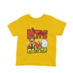 Little Monster kids t-shirt design from Apparel by Cetakshop on a yellow background.