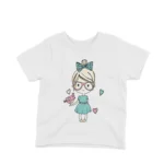 Lovely Friend Tee by Apparel by Cetakshop. Fashionable Girl with a Lovely Friend kids t-shirt design from Apparel by Cetakshop on a white tee.