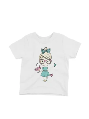 Lovely Friend Tee by Apparel by Cetakshop. Fashionable Girl with a Lovely Friend kids t-shirt design from Apparel by Cetakshop on a white tee.